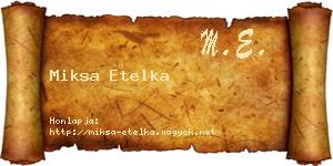 Miksa Etelka névjegykártya